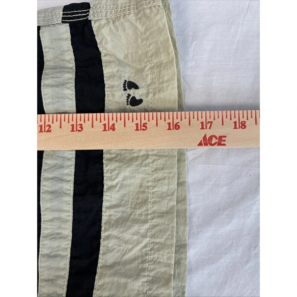 Hang Ten Swim Trunks Mens Medium Black Tan Colorblock Mesh Lined Elastic Waist